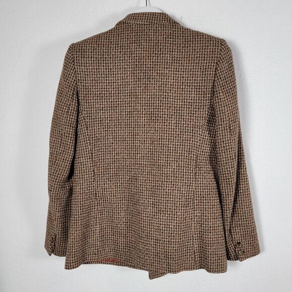 Daniele O Womens Tweed Blazer Coat 100% Pure Wool Brown Notch Collar Career - Picture 2 of 7